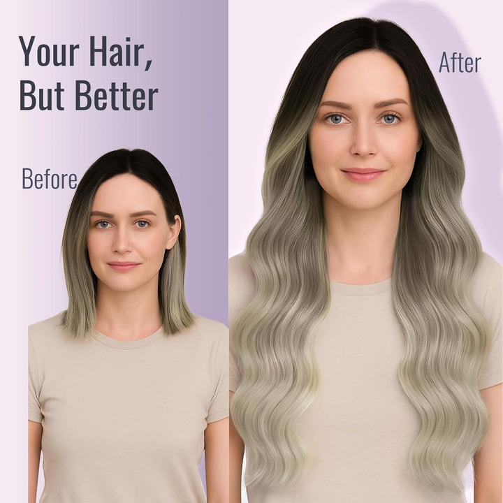 Fshine Tape in Extensions Echthaar 40cm 50g Dunkelbraun bis Aschblond Mix Platinblond Haar Extension