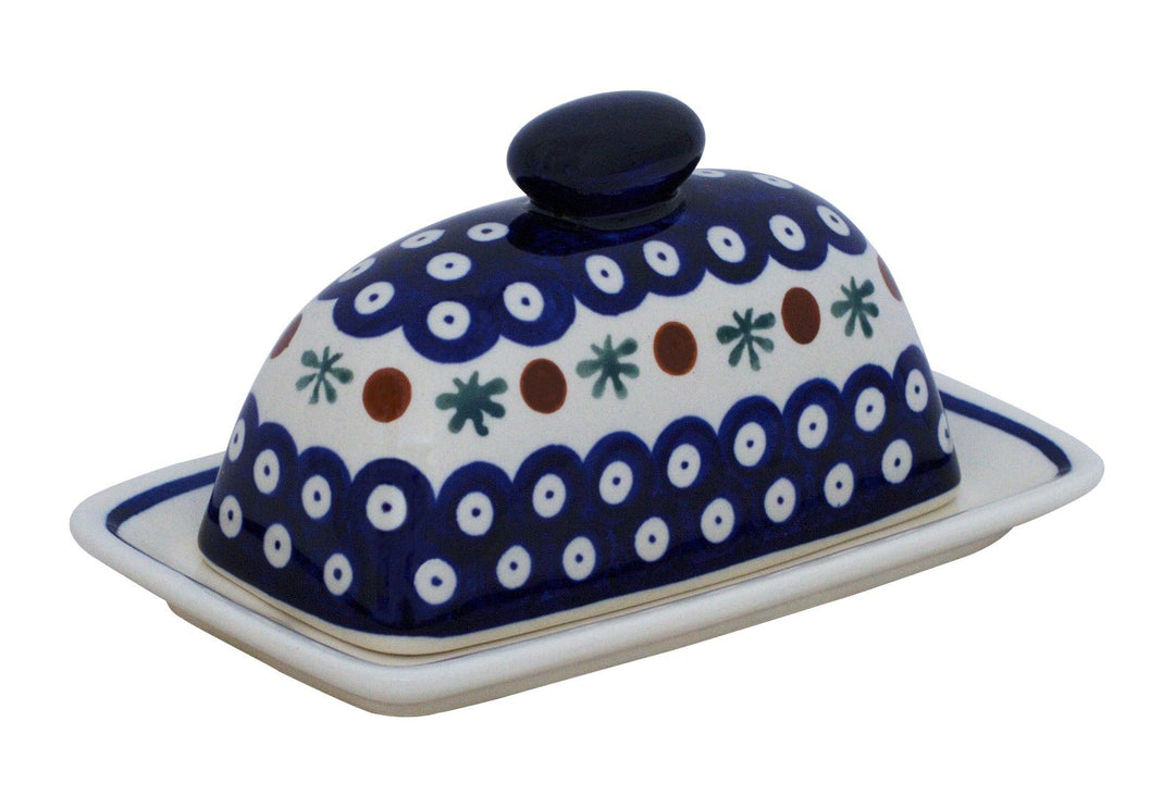 Unbekannt Bunzlauer Keramik Butterdose für 100-125g Kräuterbutter, 19,1x11.1x 8,6 cm, Dekor 41