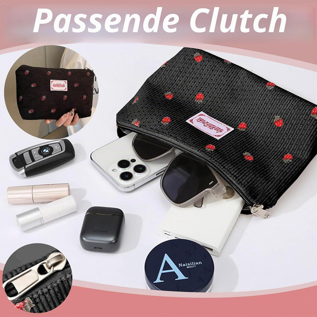 Reisetasche Damen, Sporttasche Damen mit Schuhfach, Nassfach and Kleine Geldbörse, Erdbeere Gym Bag,