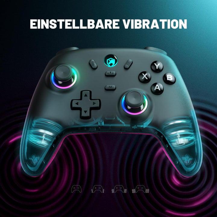 ECHTPower PC Wireless Controller, 1000Hz Gaming-Controller mit RGB/Hall-Joystick/Turbo/Vibration/800