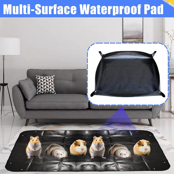 2 Stück wasserdichte Haustier-Laufgittermatte: 120 x 100cm wasserdichte Meerschweinchen Fussmatten,