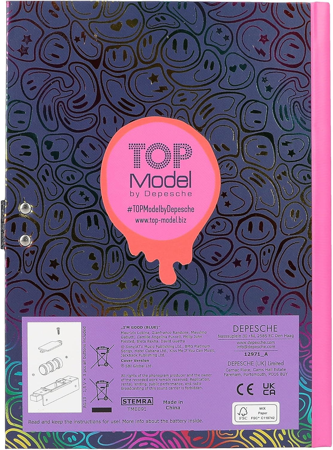 Depesche 12971 TOPModel Nachtlicht-Tagebuch mit verschlüsseltem Code und Sound, Buch mit 80 linierte