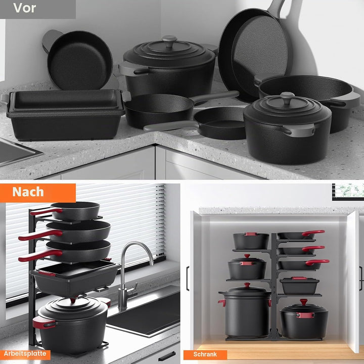 MUDEELA Topf- und Pfannen-Organizer unter dem Schrank, 53,3 cm Höhe, robuster, verstellbarer Topf, P