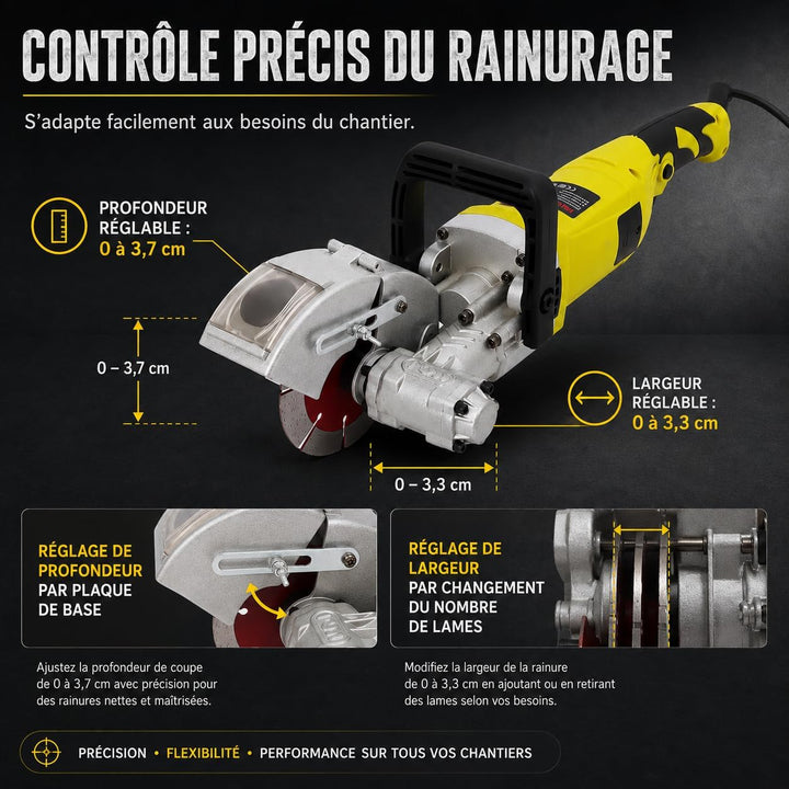 Beton-Nutfräse, elektrische Wandfräse, 4000 W, Mauernutfräse, 6000 U/min, mit 5 Sägeblättern, Schlit