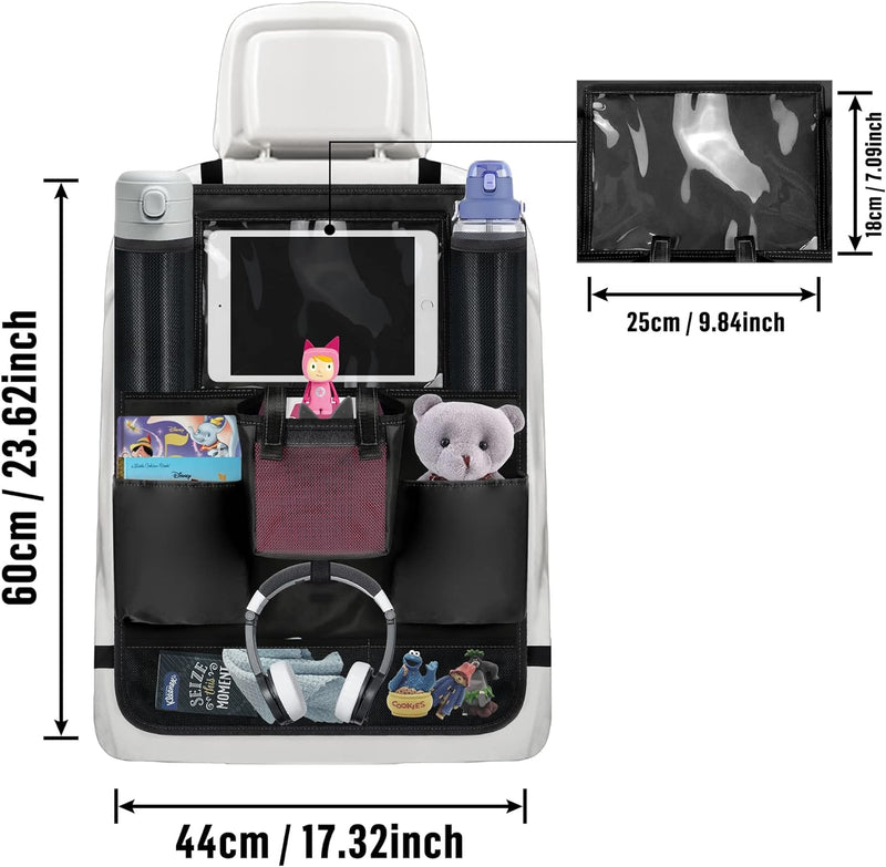 Annmore Auto Organizer für Toniebox Schwarz Rückenlehnenschutz Auto Kinder mit Halter für 10 Zoll Ta