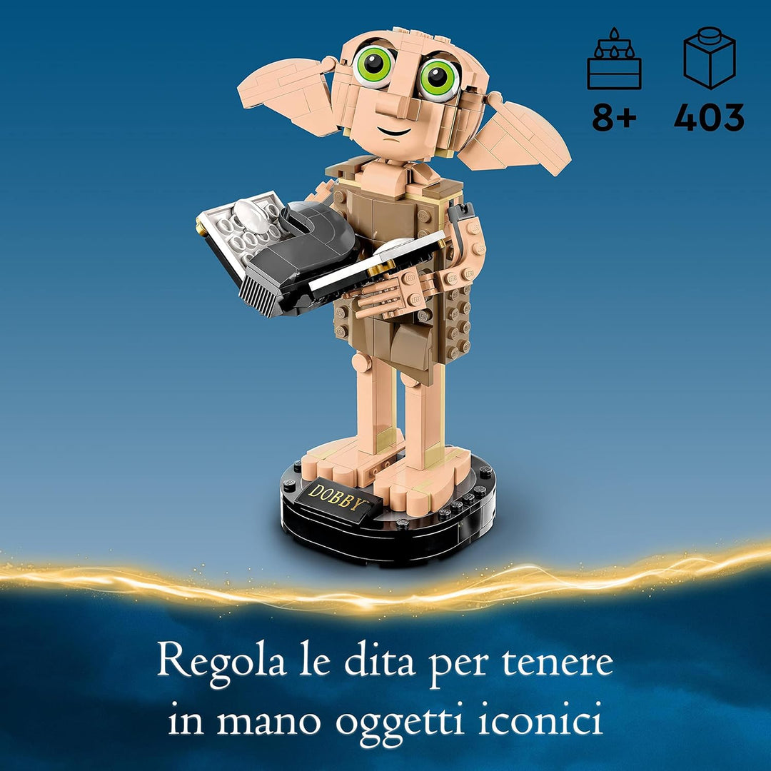 LEGO Harry Potter Dobby der Hauself Set, bewegliche ikonische Figur, Spielzeug & Harry Potter Fliege