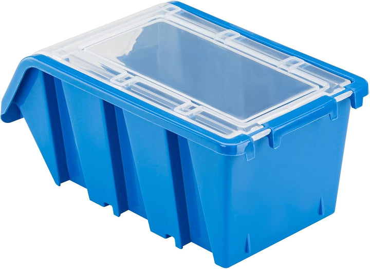 10 x Stapelbox mit Deckel Werkstatt Stapelkiste Sortierbox Box 100x155x70 Blau | stapelkisten kunsts