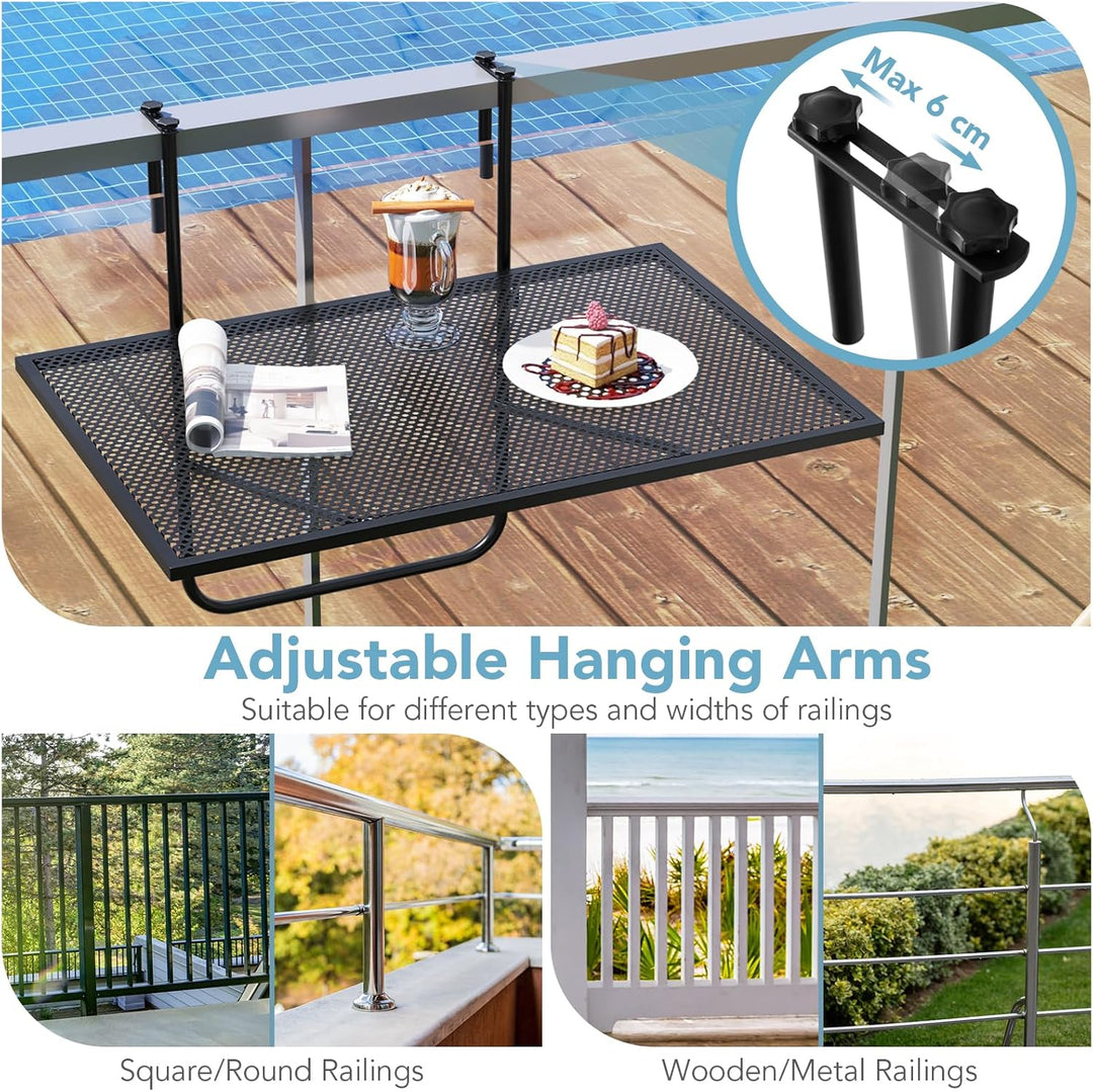 GIANTEX Balkontisch klappbar Hängetisch, Balkonhängetisch 60,5 x 50,5cm, Klapptisch Gartentisch zum
