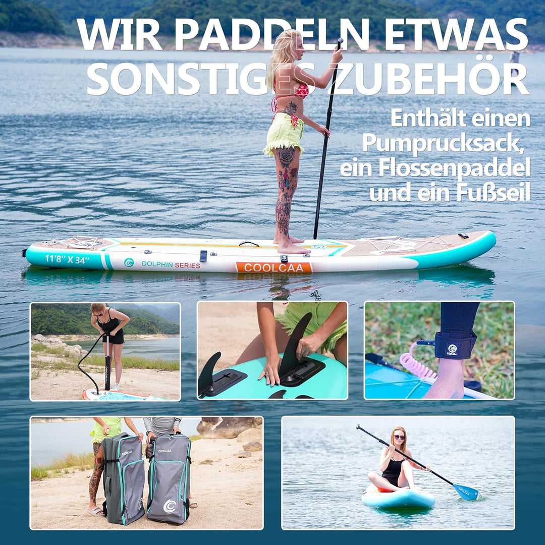 COOLCAA SUP Board, 355cm (Extra Gross) Stand Up Paddling Board, Aufblasbares Stand-Up Paddle Board m