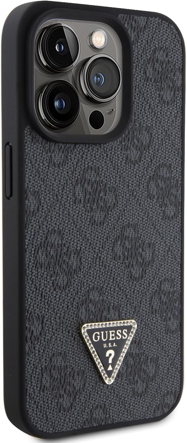 GUESS GUHCP15XP4TDPK Hülle für iPhone 15 Pro Max 6.7" Schwarz hardcase Leather 4G Diamond Triangle