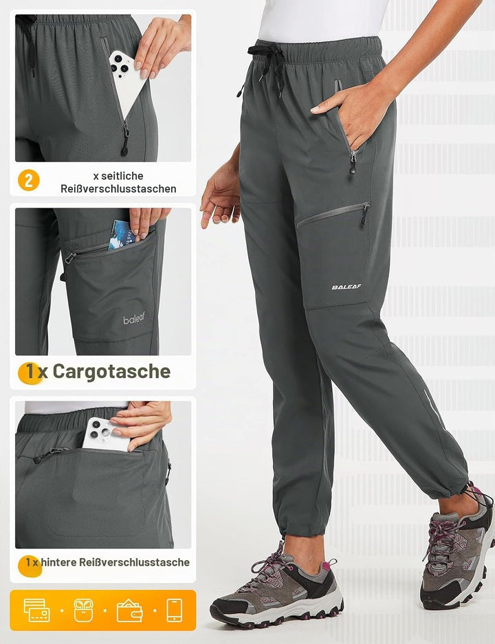 BALEAF Damen Outdoorhose Wanderhose Wasserdicht Schnelltrocknend Leicht Trekkinghose Capris UV Schut