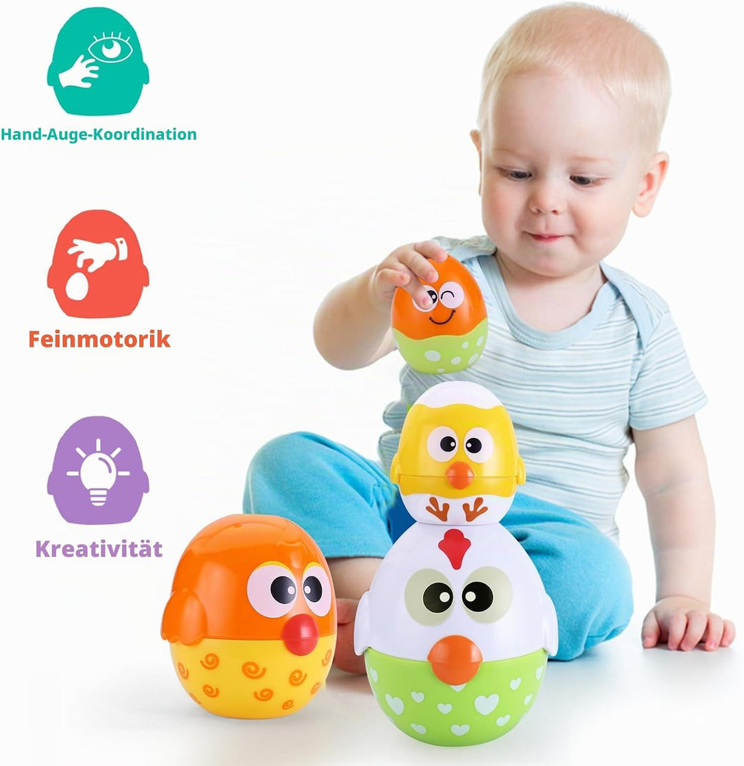 MOONTOY Baby Stapelspielzeug ab 1 Jahr，8 PCS Ei Stapelturm Ab 1 Jahr，Montessori Spielzeug ab 8 10 11