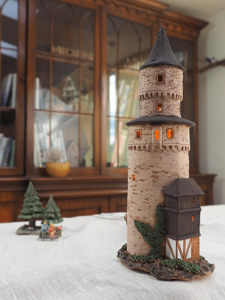 Midene Keramik Aroma Lichthaus, Teellichthalter, Künstlerisches Nachbildung, Historisches Hexenturm