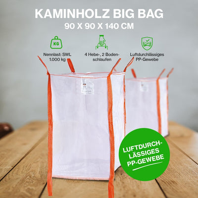 Kaminholz Bag Woodbag Firewoodbag Brennholz luftdurchlässige BigBag Holzsack Holzbag Big Bag 80 x 95