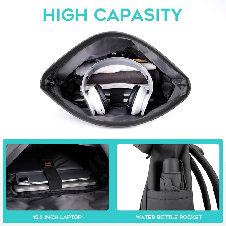BANGE Rolltop-Rucksack Grosse Kapazität Casual Rucksack Laptop Rucksack Quadratische Reiten Wasserdi