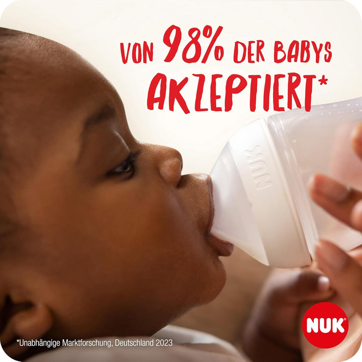 NUK Perfect Match Babyflaschenset | Ab 0 Monate | Passt sich dem Baby an | 3 Anti-Colic-Babyflaschen