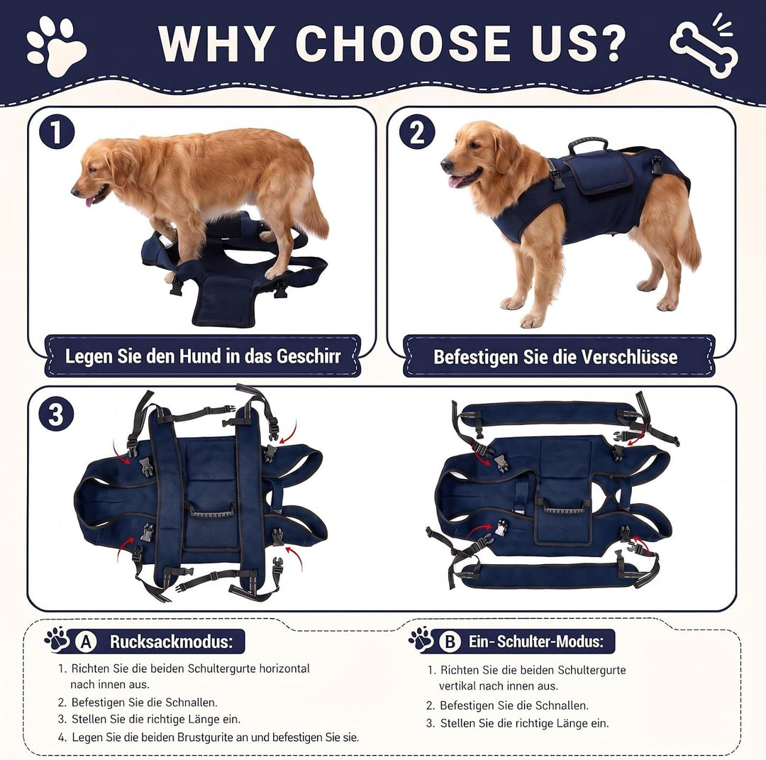 Tragehilfe Hund, Tragehilfe Hund Gross, Ganzkörper-Hundetragetasche XXXL, XXXL