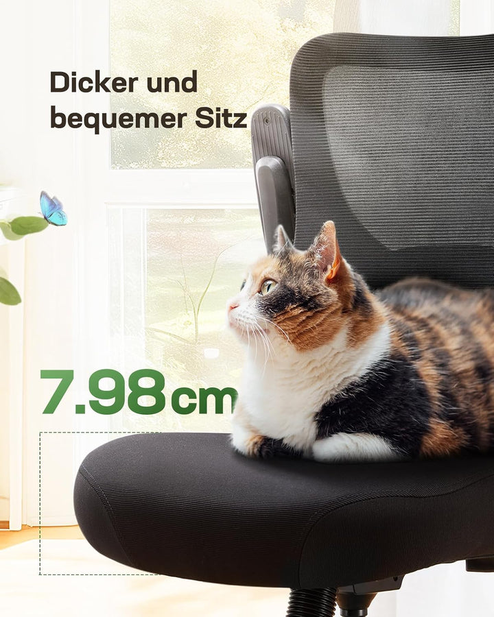 Marsail Bürostuhl Ergonomisch, Schreibtischstuhl mit 3D PU Armlehnen und Verstellbarer Lendenwirbels
