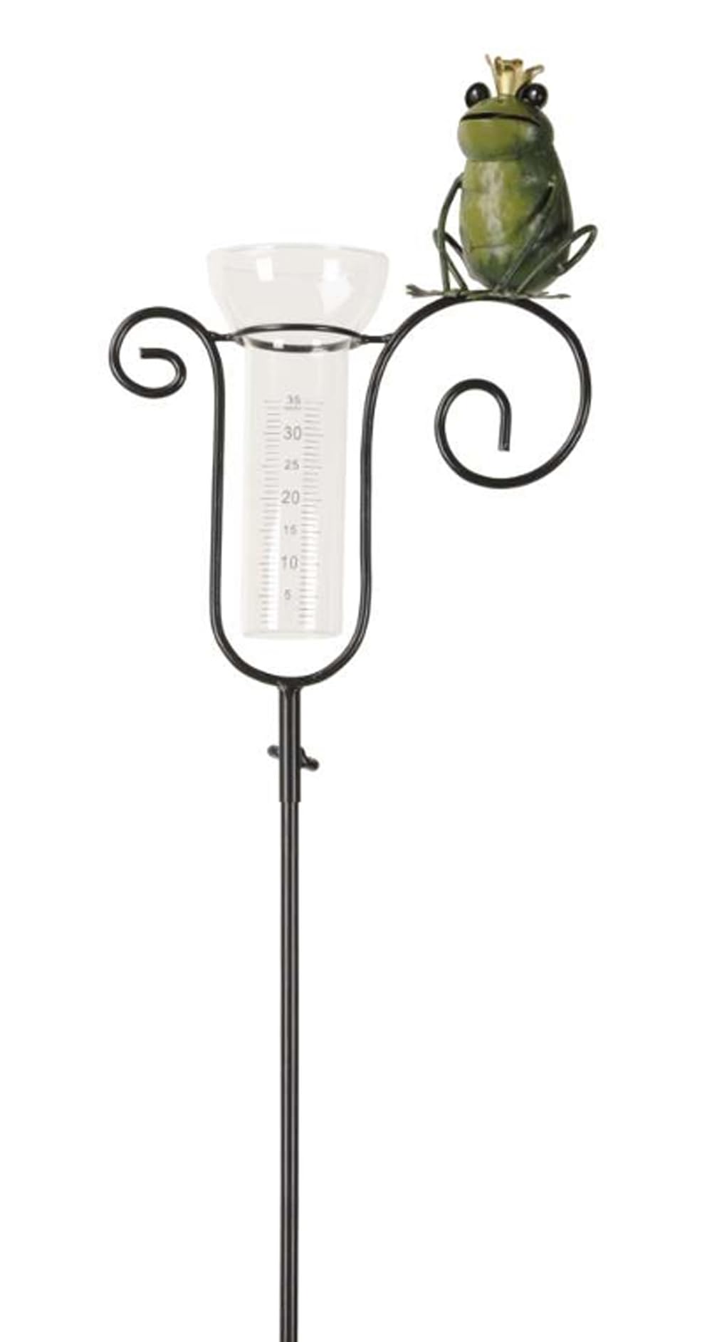 Regenmesser Gartenstecker Frosch Froschkönig H:130 cm aus Eisen - Deko Niederschlagsmesser Frösche G