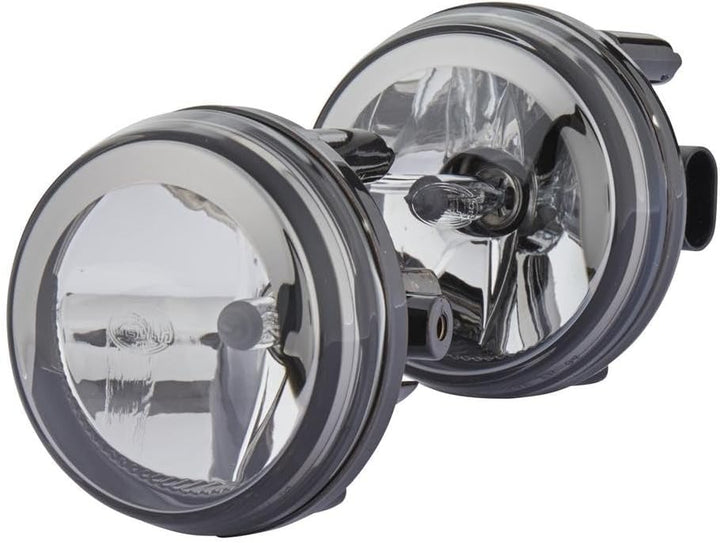 HELLA - FF/Halogen-Nebelscheinwerfersatz - Dynaview Evo2 - 12V - rund - Einbau - glasklare Streusche