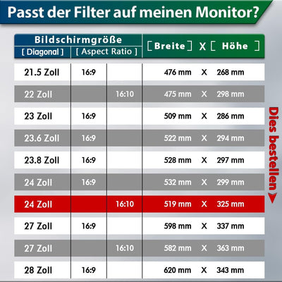 STARY [2 Stück 24 Zoll Computer Privatsphäre Bildschirm Filter für 16:10 Widescreen Monitor abnehmba