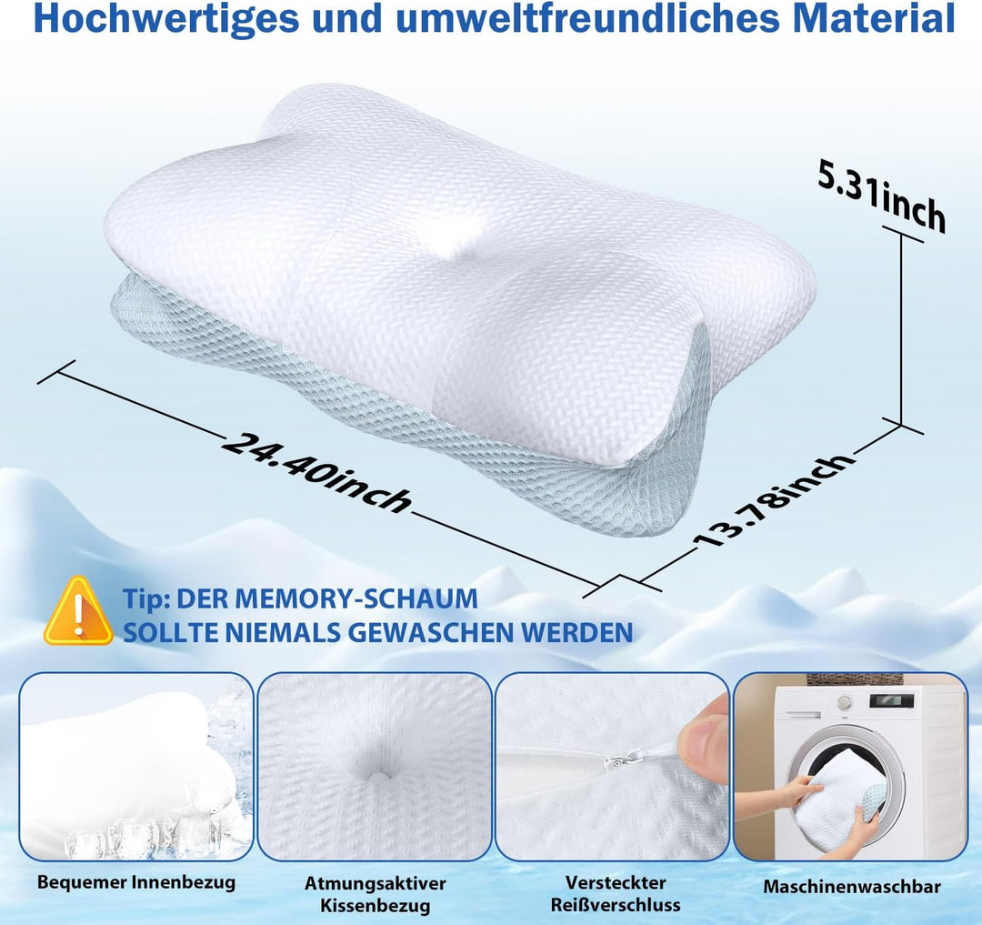 Zervikalkissen gegen Nackenschmerzen, Orthopädisches Kissen mit Memory Foam gegen Schulterschmerzen,