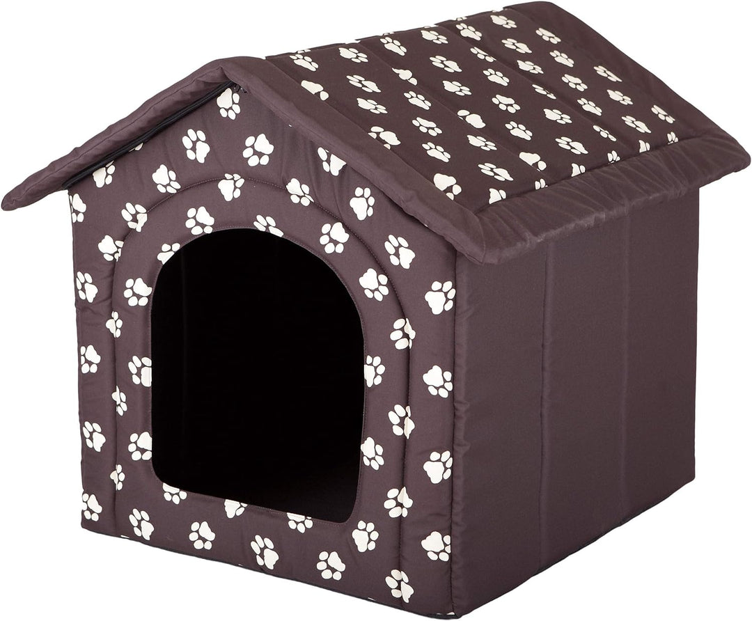 PillowPrim Hundehütte Hundehöhle Hundebett Hundehaus Katzenhöhle Tierbett XL - 60x55 cm braun mit Pf