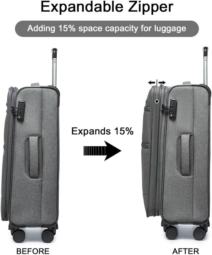 British Traveller Koffer Trolley Mittelgross Reisekoffer 4 Rollen Leicht Weichgepäck Handgepäck Koff