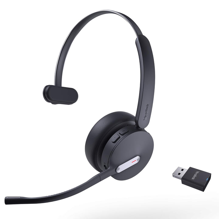 Yealink WH64 Hybrid DECT & Bluetooth Kabelloses Headset mit 3 Mikrofon für die Arbeit mit Dongle, 49