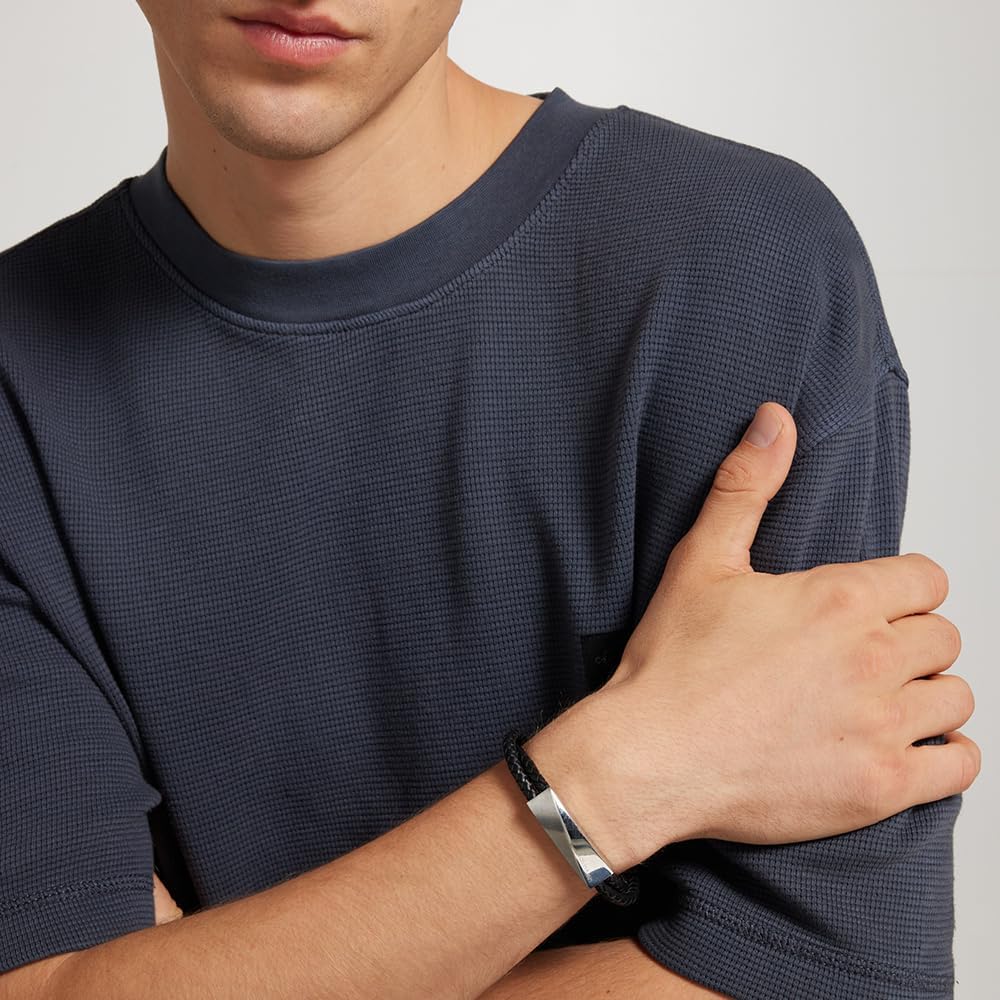 Calvin Klein Lederarmband für Herren Kollektion WRAPPED & BRAIDED Black, Black