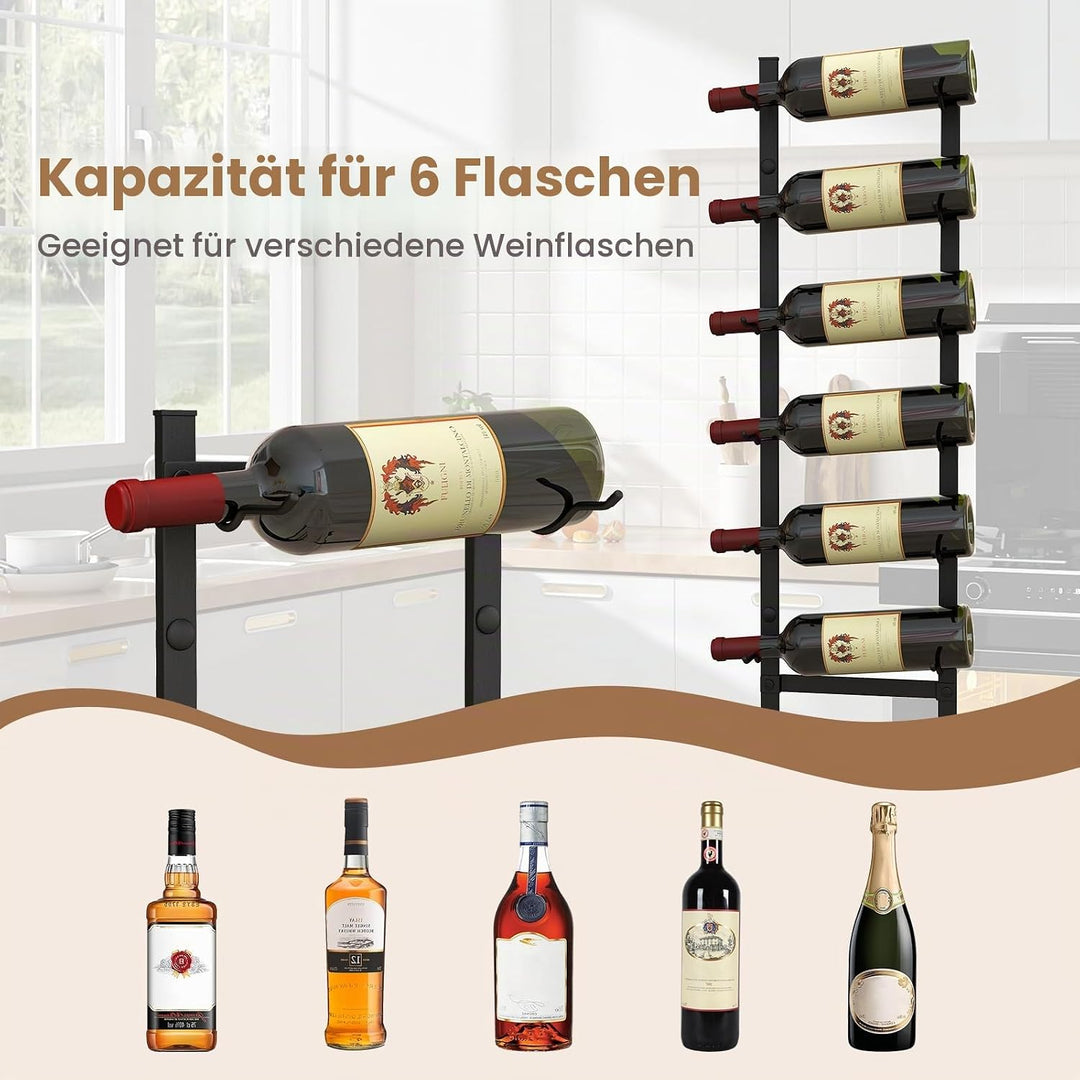 KOMFOTTEU Weinregal Wand für 6/9/12 Flaschen, vertikaler Flaschenhalter aus Metall, dekoratives Häng