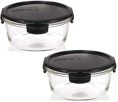 Lock & Lock Boroseal Lebensmittelbehälter aus Glas, 2er-Set, rund, mit Deckel für Backofen, Mikrowel