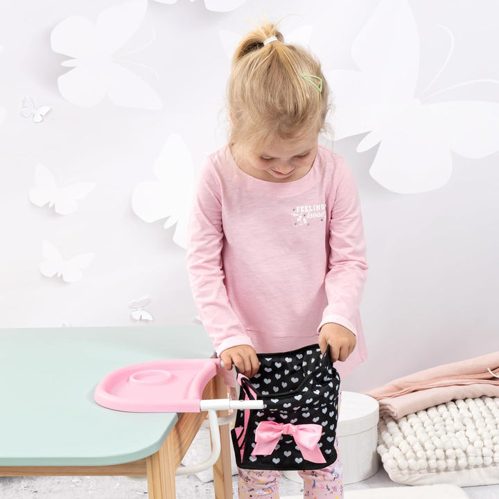 Bayer Design 65860AA Tischsitz für Puppen, Puppensitz, Zubehör für Babypuppen, schwarz und weiss mit