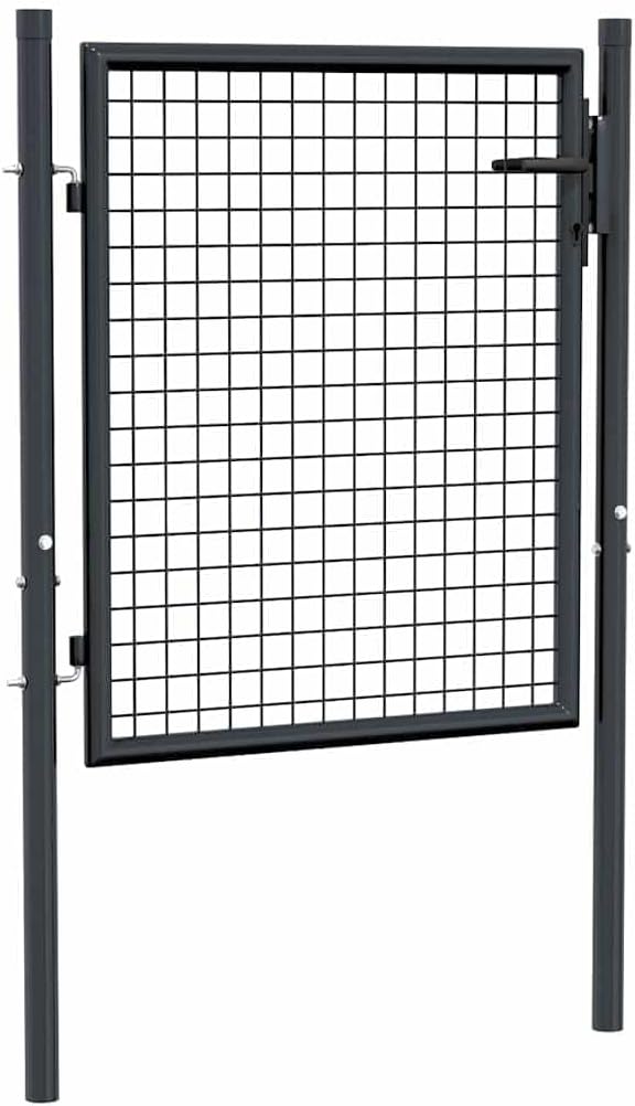 vidaXL Mesh Gartentor Verzinkter Stahl Hoftor Gartentür Zauntor Zauntür Hoftür Gartenpforte Einzelto
