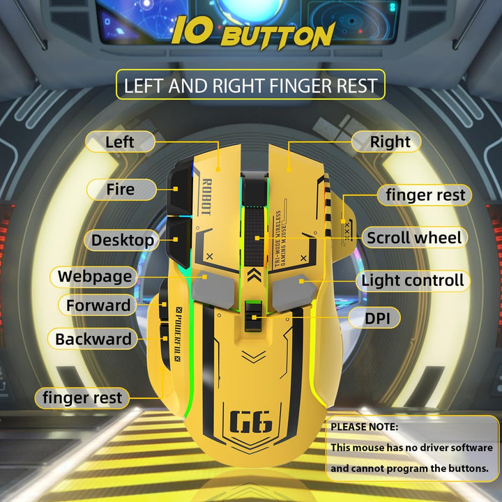 G6 Tri-Modus-Maus, kabelgebunden 2,4-G-Bluetooth Typ C mit 11 RGB-Hintergrundbeleuchtung, mechanisch