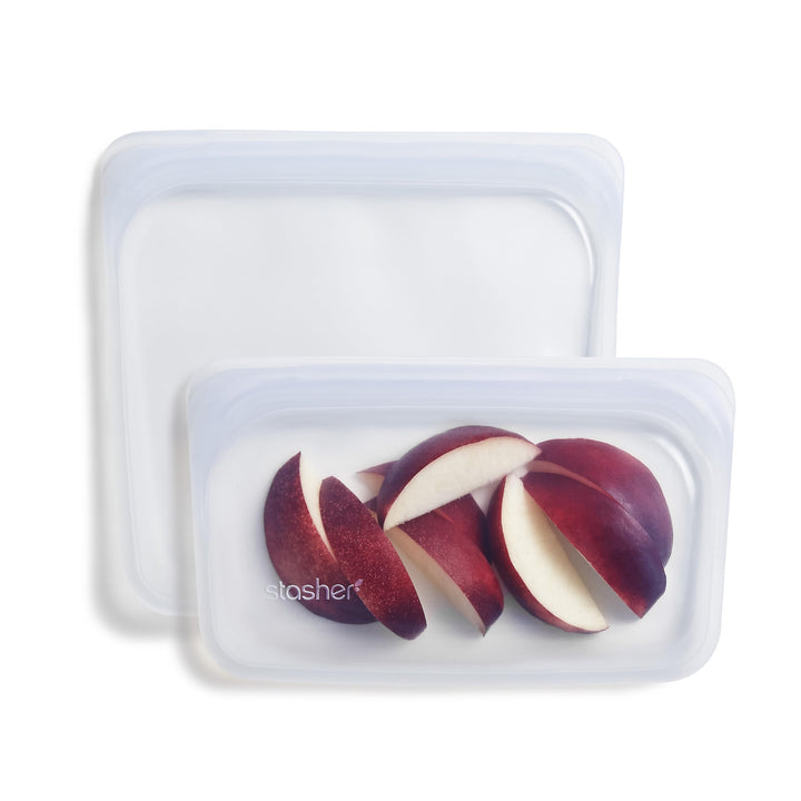 Stasher Bag Premium Silikonbeutel wiederverwendbar zur Aufbewahrung von Lebensmitteln, 2er-Pack, Kla