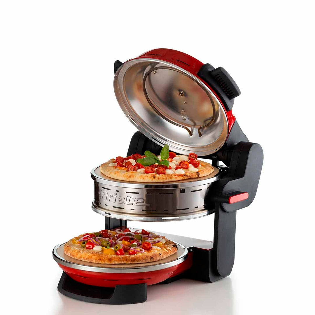Ariete Forno Pizza Doppio 927, Pizzaofen mit 5 Kochstufen, 2 feuerfesten Antihaft-Platten, 2 Holzkli