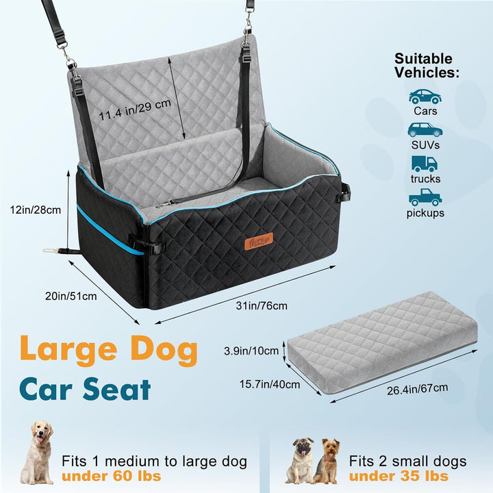 Hundesitz für Auto, Hundebett für grosse Hunde bis 27 kg oder 2 kleine Hunde, komfortabler Autositz