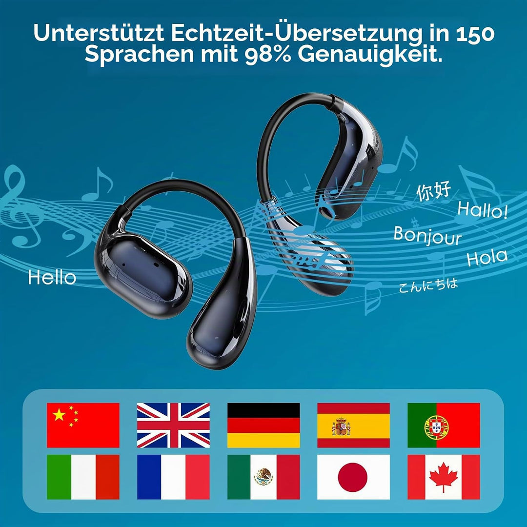 KI Übersetzer Kopfhörer Ninonly Bluetooth 5.4 Echtzeit Übersetzer Kopfhörer mit 150 Sprachen mit App
