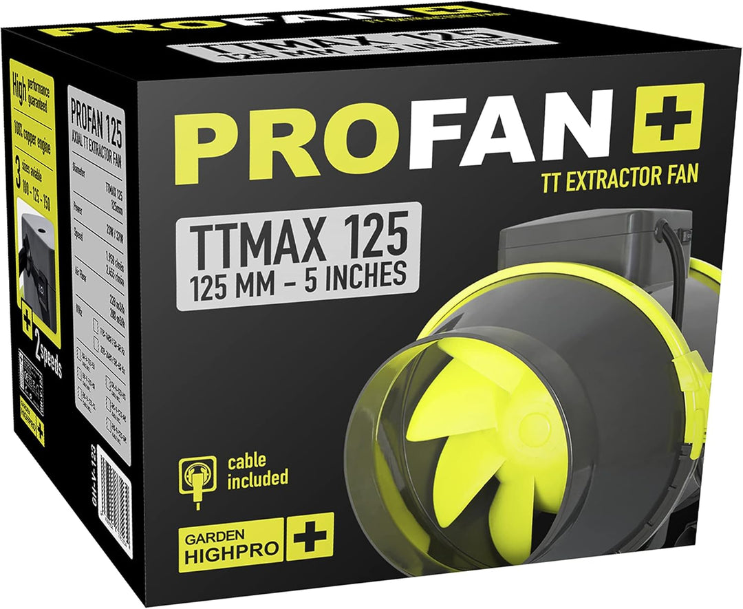 GARDEN HIGHPRO Profan TTMAX Abluftventilator, 125 mm, Abluftventilator, Anzucht, Luftstrom bis 280 m