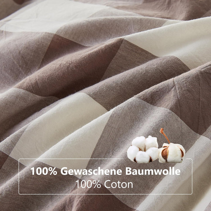 Simple&Opulence Karierter Bettbezug, 100% Gewaschene Baumwolle, Leichter, Karierter Bettbezug, Bettb