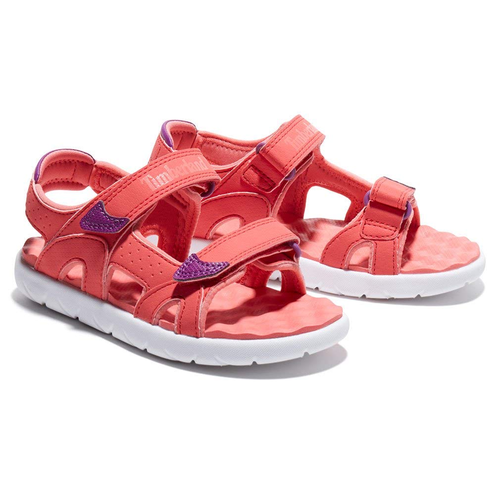 Timberland Unisex Kinder Perkins Row 2-Strap (Youth) Sandalen, 23 EU Rosa Dark Pink