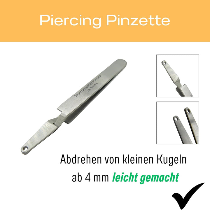 Kugelhalterpinzette F1 - für Kugeln ab 4 mm - selbsthaltend, Länge 11 cm - Piercing Kugel Aufdreher