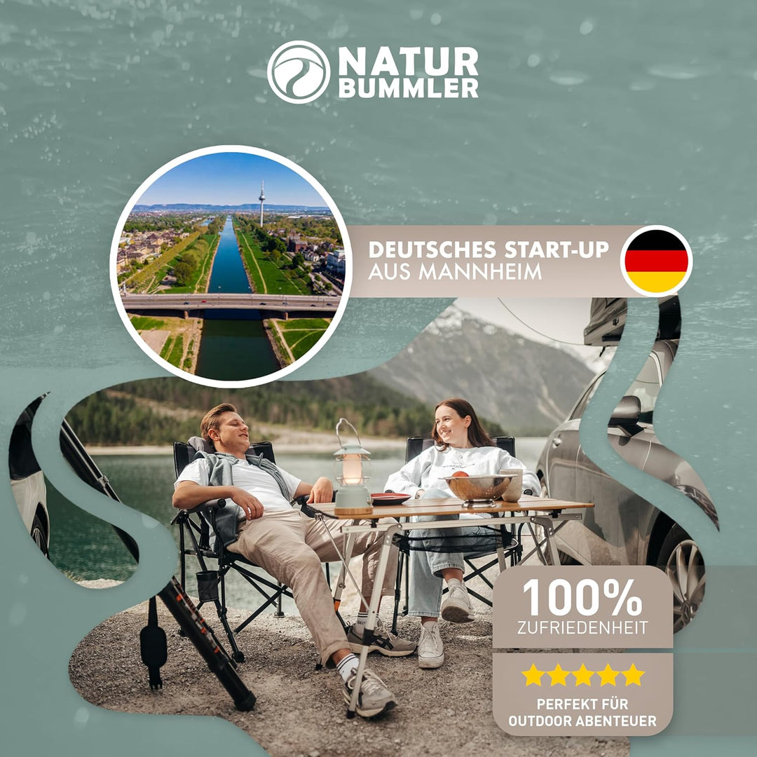 NATURBUMMLER ® Campingtisch klappbar [höhenverstellbar inkl Anti-Rost Schutz] federleicht in Gr. M &