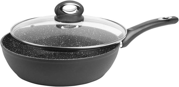 Sitram 711708 Schmorpfanne, Granit, Durchmesser 24 cm aus geschmiedetem Aluminium mit schwarzer Anti