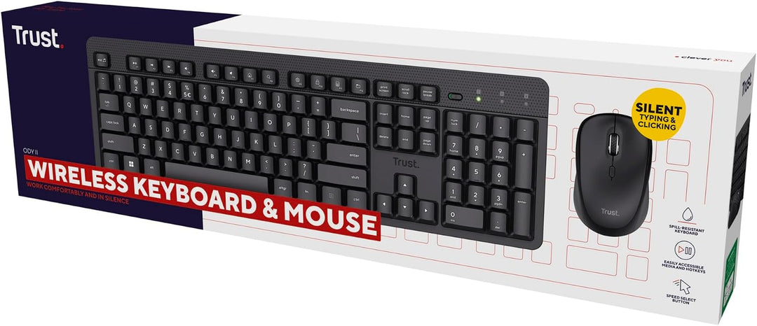 Trust ODY II Niederländisches Layout QWERTY Tastatur und Maus Set Kabellos