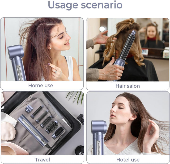 Hairstyler Set, Warmluftbürste Set, 6 in 1 Air styler, Haarstyler mit Lockenstab, 110000 RPM, Negati