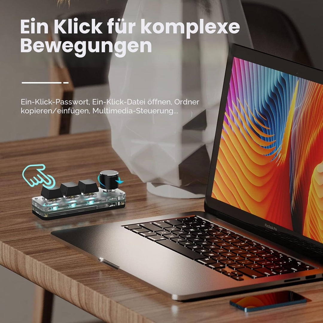 Mechanische Mini Makro Tastatur - Kabellos, Programmierbar, Hot-Swap Gaming Keyboard mit RGB Beleuch