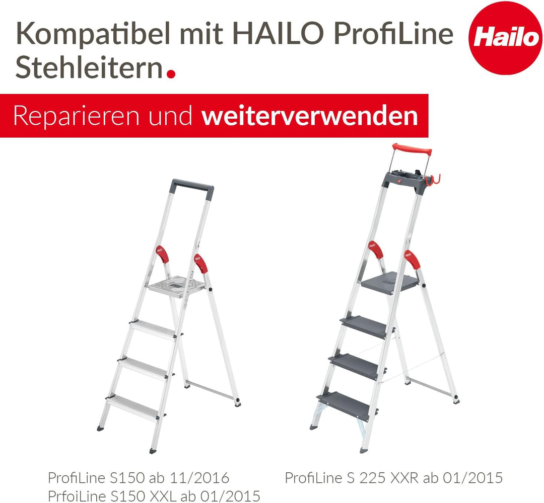 Hailo Leiter-Fuss-Set - Ersatzfüsse für Hailo ProfiLine Stufenleitern - 43 x 20 und 35 x 20 mm Holme