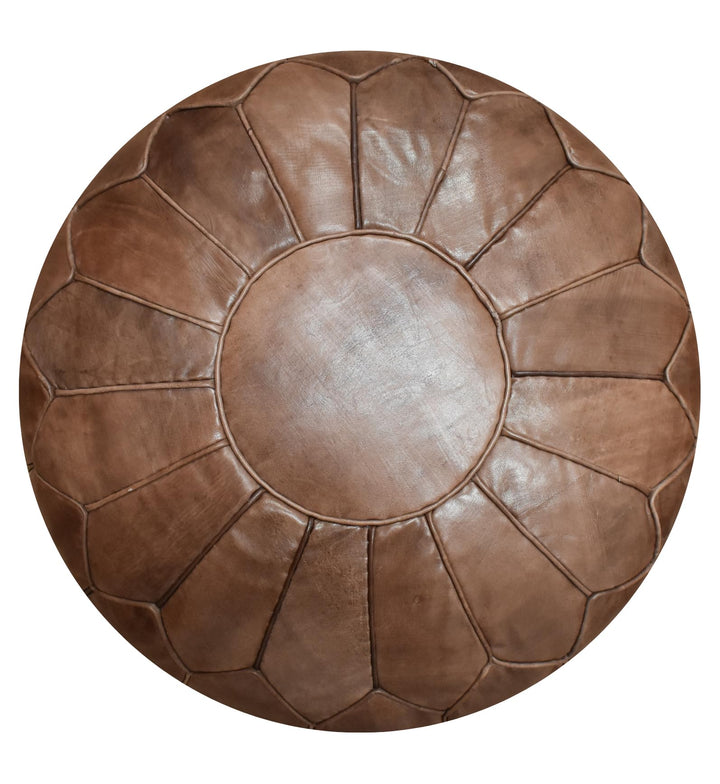 See the Good XL Echtleder Pouf - Handgefertigt - gefüllt geliefert - Ottoman Sitzsack Fusshocker Puf